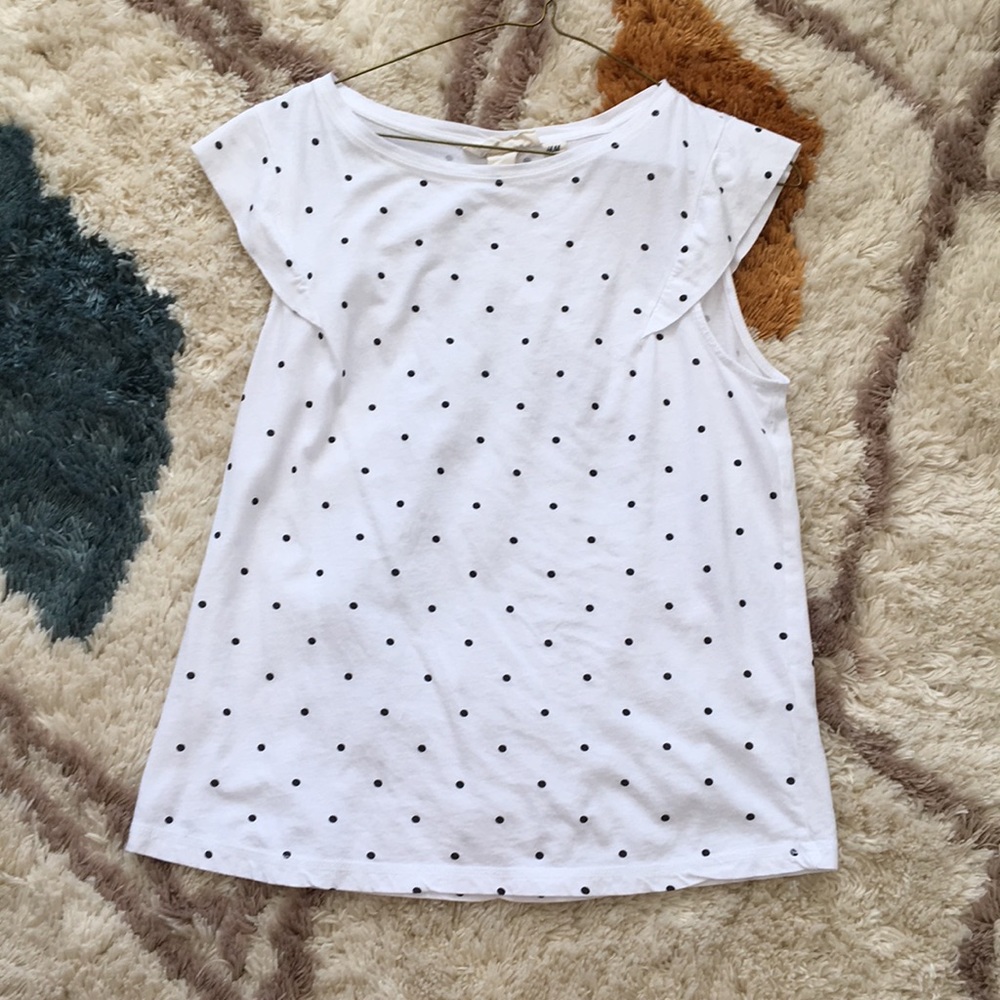 H&M white top with black polka dots